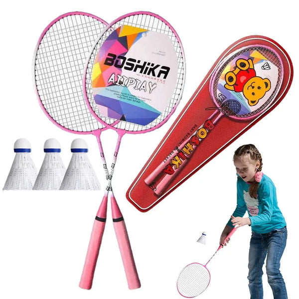 Badminton Rackets Set 2pcs with Carrying Bag & 3 Balls