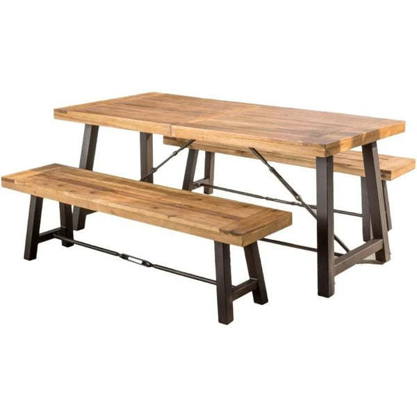 3-Piece Wood Outdoor Furniture Set -