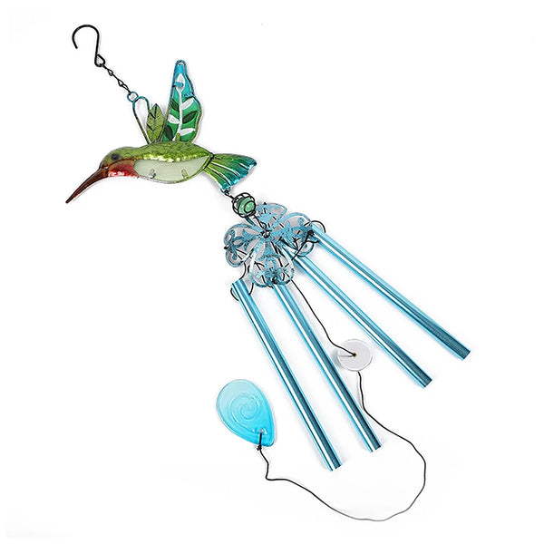Hummingbird & Dragonfly Wind Chime – Artistic Metal & Glass Hanging Decor