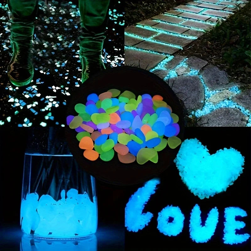 100PCS Glow In The Dark Luminous Stones Decorative Pebbles