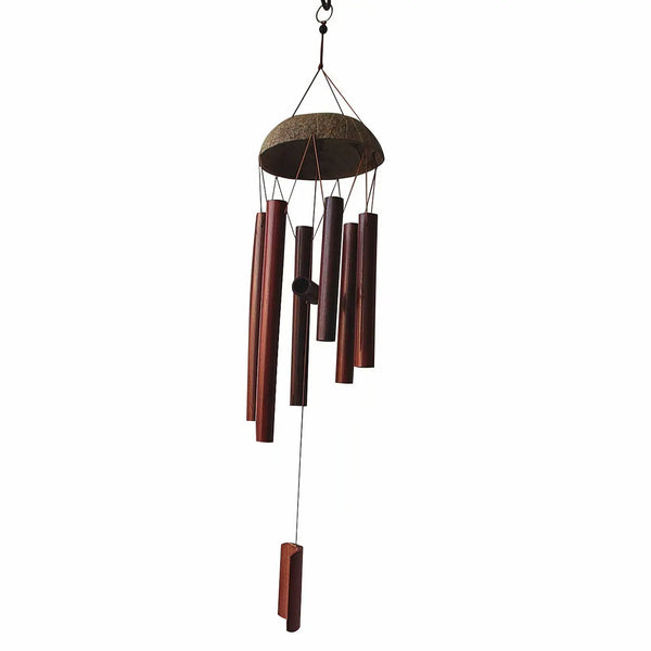 Bamboo Coconut Shell Craft Wind Chimes – Natural Bamboo & Coconut Shell Hanging Ornaments