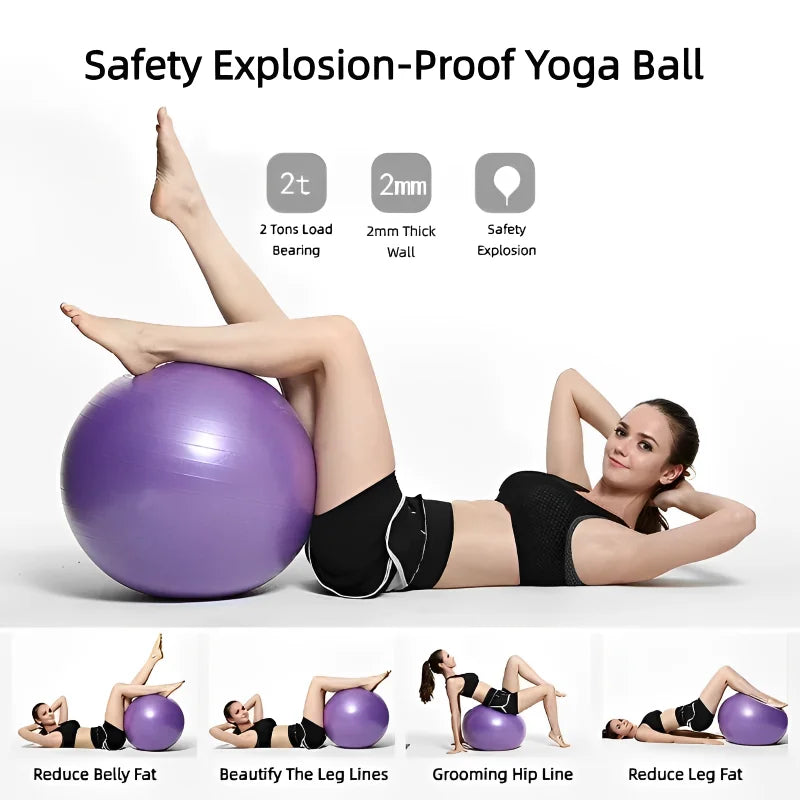 Yoga Pilates Exercise Ball – Thickened & Explosion-Proof for Home Fitness (45–95cm)