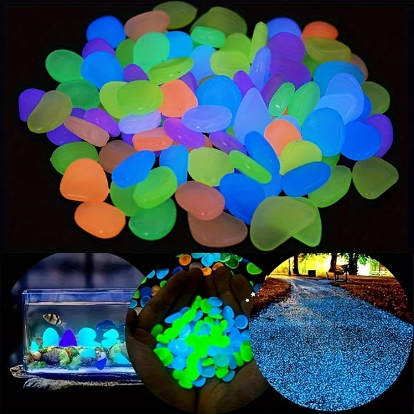 100PCS Glow In The Dark Luminous Stones Decorative Pebbles
