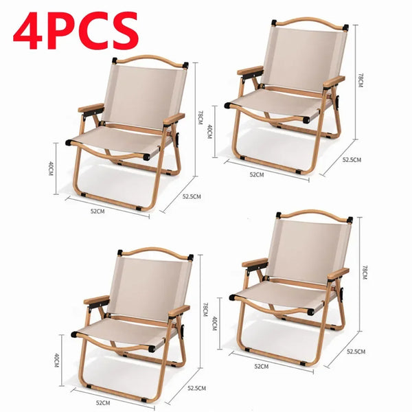 Camping Chair – Portable Outdoor Folding Chair with Aluminum Alloy Frame & Wood Grain Design