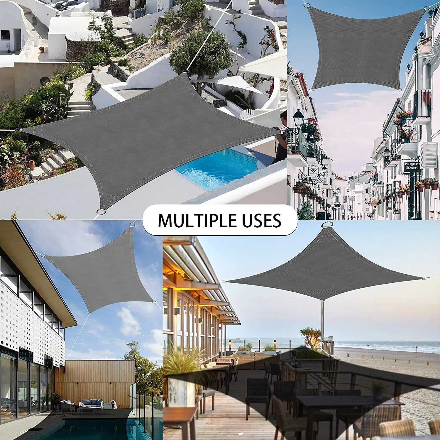 Waterproof Sun Shade Sail Canopy Rectangle UV Block Sun Shelter