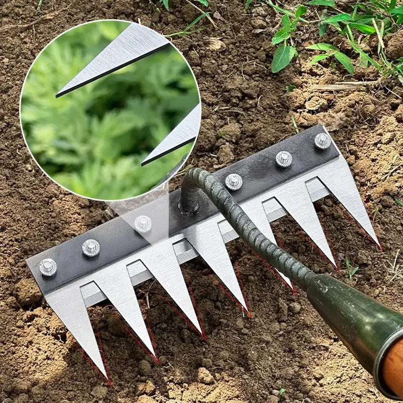 Iron Gardening Hoe & Rake – Versatile Weeding & Soil Loosening Tool