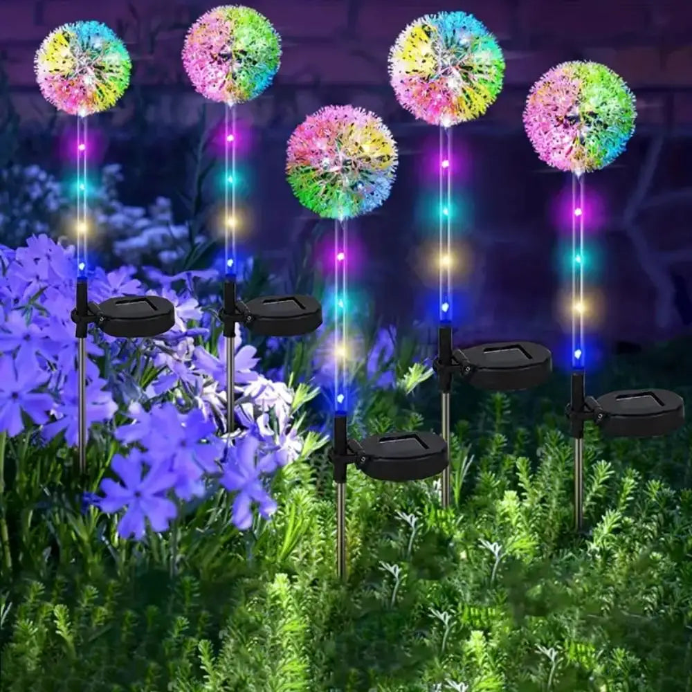 Solar Outdoor Dandelion Lights – LED Colorful Scallion Ball Lawn Lights
